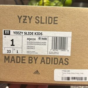 Yeezy Slide Kids Glow Green Size 1